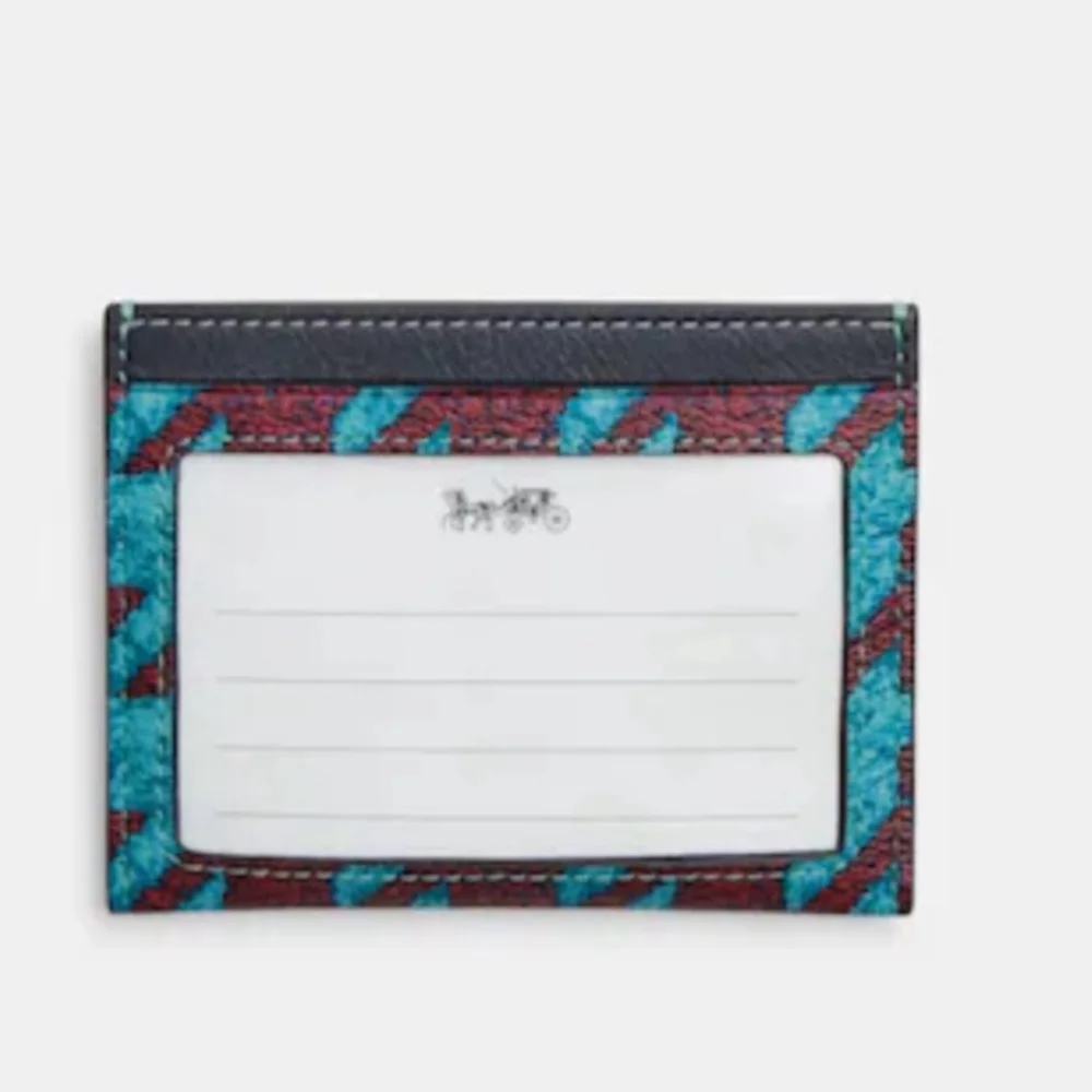 Coach Slim Id Card Case With Houndstooth Print